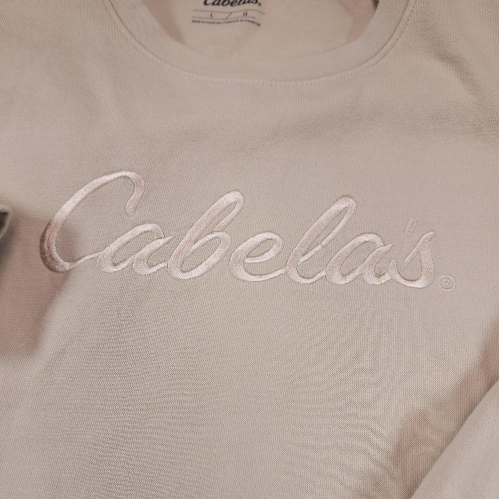 Cabelas Fleece Pullover Sweatshirt Mens Large Beige Crew Neck Outdoor - Picture 2 of 9